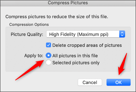 rturning off picture compression in powerpoint for mac